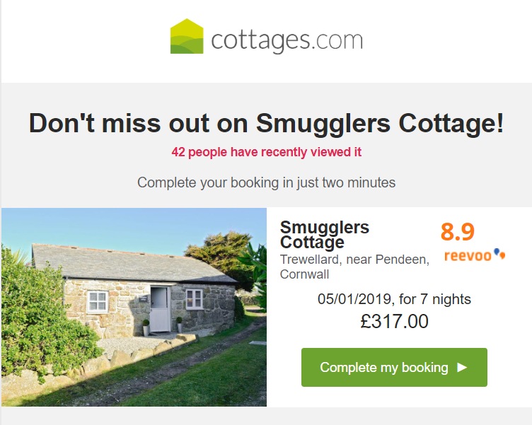 Social proof popularity messaging booking abandon email example