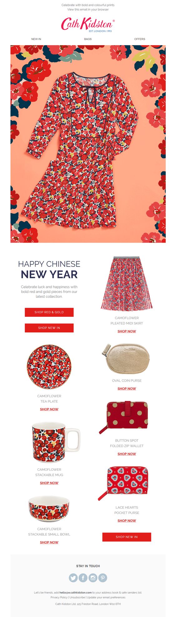 Red and gold color scheme lunar new year email