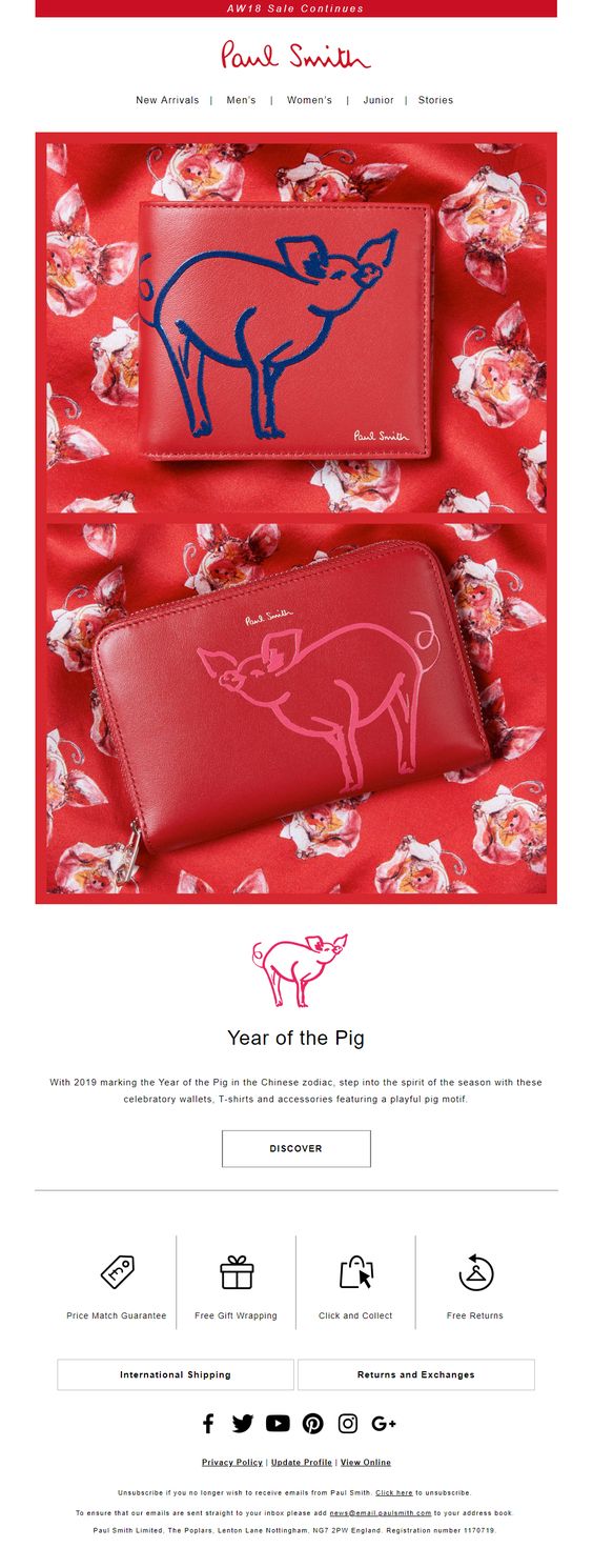 Chinese Lunar New Year promotional email example