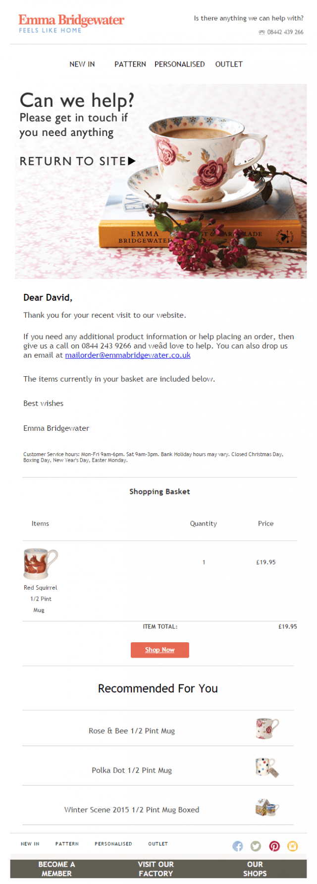 Fresh Relevance helps Emma Bridgewater drives sales