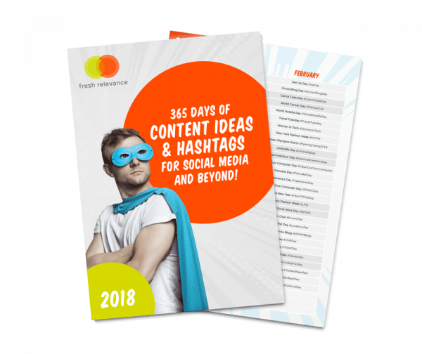365 days of content ideas and hashtags eBook front cover for social media planning posting and use