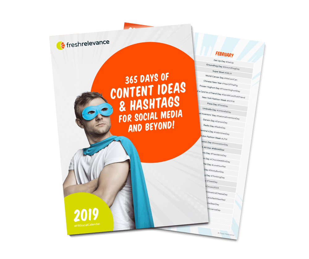 365 days of content ideas and hashtags eBook front cover for social media planning posting and use